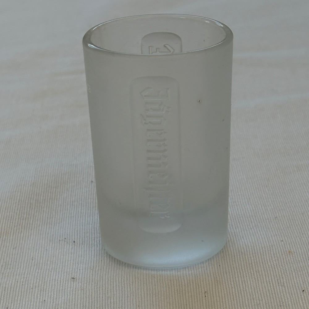 Jägermeister Frosted Shot Glass‎ 1 fl oz Embossed Logo Collectible Barware